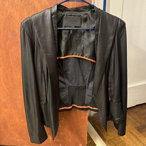 Comme Faux Black Leather Blazer Jacket in Large